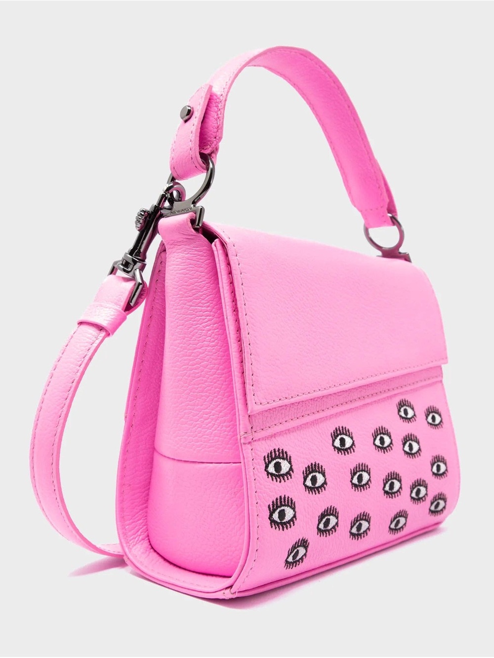 Min & Mon Anastasio Micro Crossbody Embroidery Leather Handbag in Bubblegum Pink